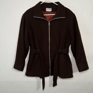 VTG Mario De Pinto MDP Full Zip Wool Coat Womens Size Large Brown EUC See Desc.